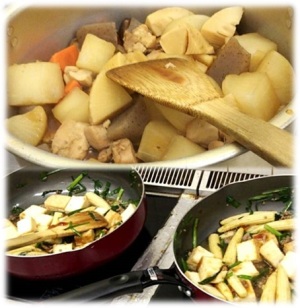 鶏と野菜の炊き合わせ・ヤングコーンと厚揚げの炒めもの