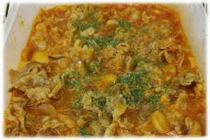 ビーフストロガノフ・ミートボールとキャベツの煮物・ごま団子・杏仁豆腐